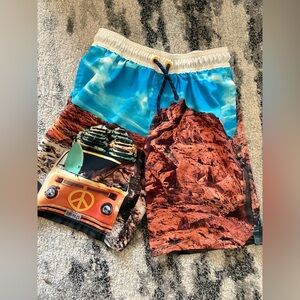 Boys size 8 medium Graphic Print Shorts Volkswagen Bus Dinosaur swim trunk